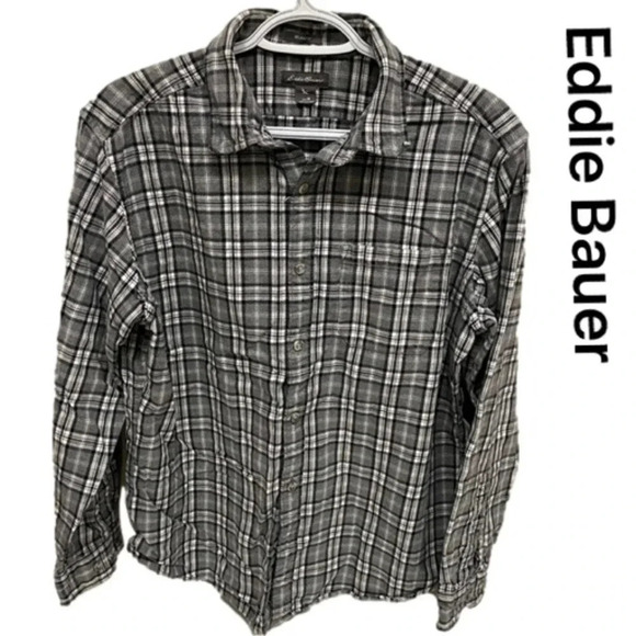 Eddie Bauer Other - Eddie Bauer- Grey and White Flannel  Plaid Shirt Men’s Medium